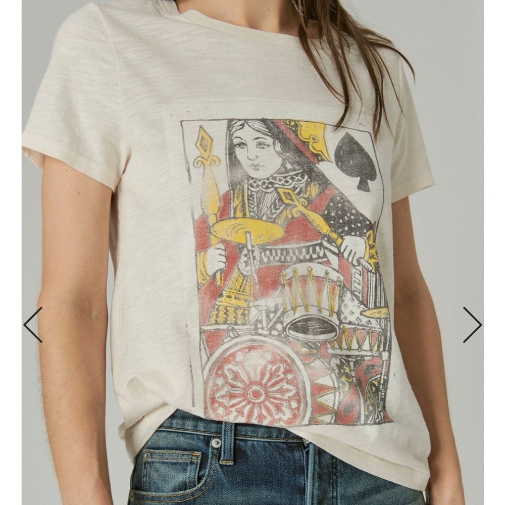 NWT Lucky Brand queen of spades scoop neck short sleeve graphic T-shirt